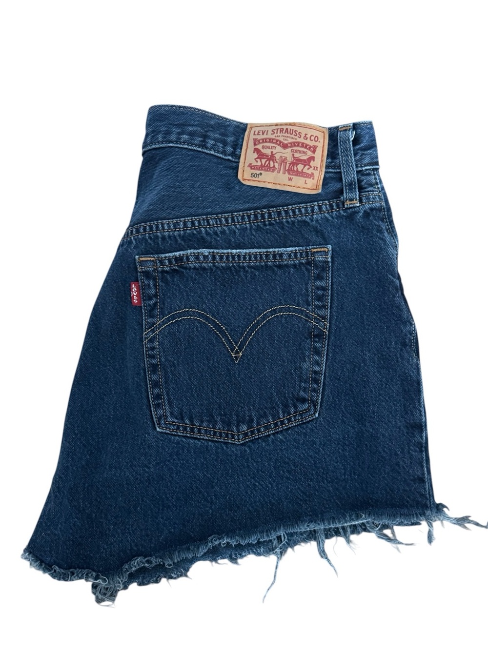 💙☀️Levi's 501 Women’s Blue Dark Wash Classic Cut Off Jean Denim Shorts | 31